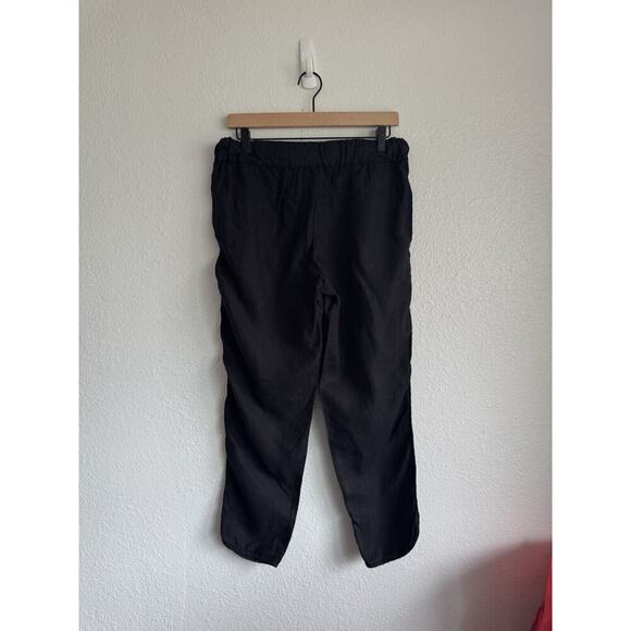 Caslon Tulip Hem Straight Leg Linen Pants - Black Size Small - Picture 6 of 9